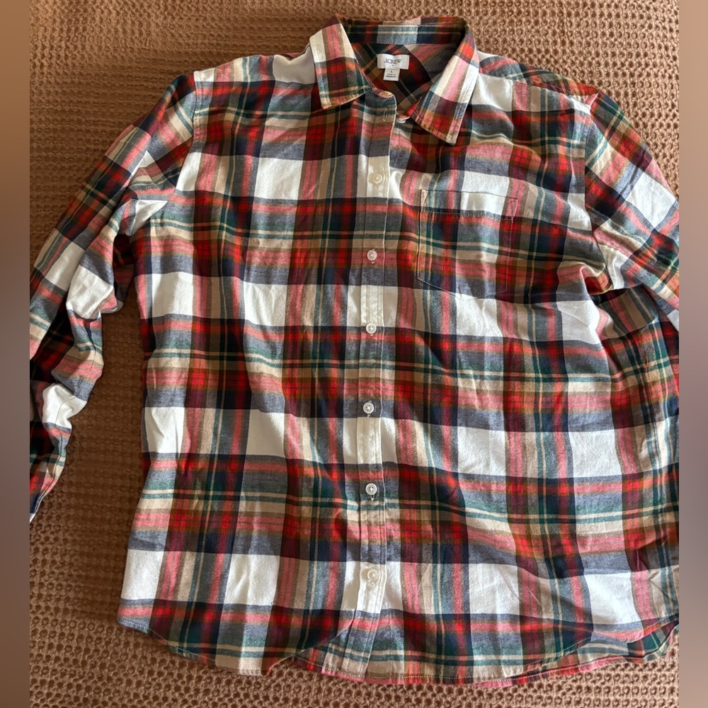 J. Crew Red Green White Plaid Button-Down Shirt